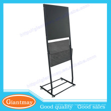 free standing retail metal poster board display stand for showroom with wheels